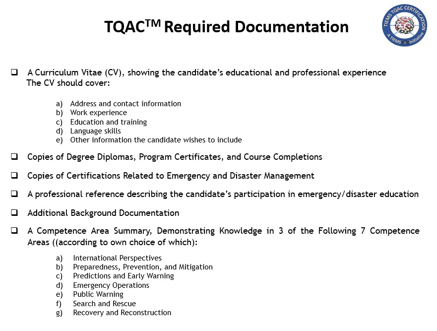 TQAC Required Documentation