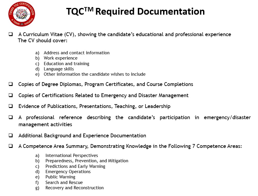 TQC Required Documentation